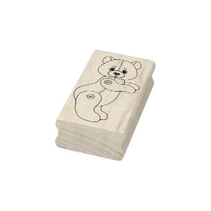 Cute Jointed Teddy Bear Rubber Stamp Rubberstempel