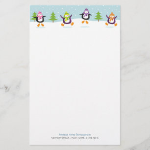 Cute Jolly Jumping Penguins Novelty Briefpapier