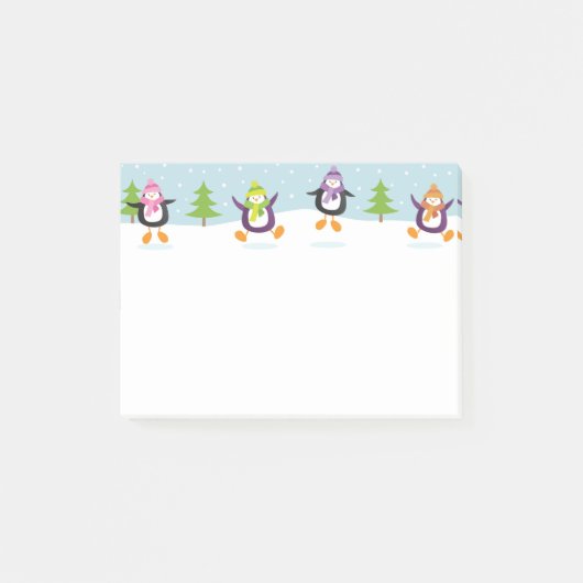 Cute Jolly Jumping Penguins Novelty Sticky Notes (Voorkant)