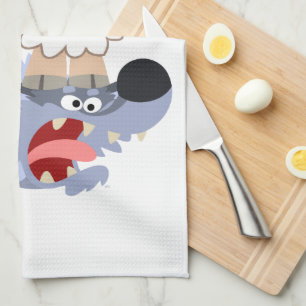 Cute Jouer Cartoon Sheep et Wolf Serviette de cuis