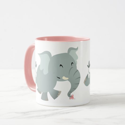 Cute Joyful Cartoon Elephant Mok (Voorkant links)
