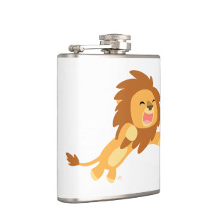 Cute Joyful Cartoon Lion Hip Flask Heupfles