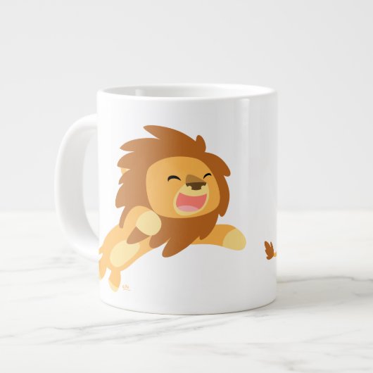Cute Joyful Cartoon Lion Jumbo Mok (Voorkant links)