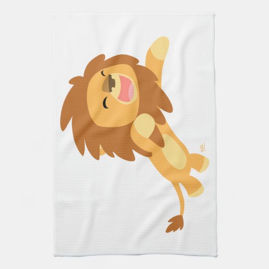 Cute Joyful Cartoon Lion Kitchen Towel Theedoek (Verticaal)