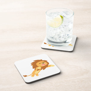 Cute Joyful Cartoon Lion Onderzetters Set