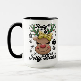 Cute & Joyful Holly Jolly Babe-kerstrenrenier Mok