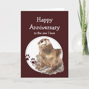 Cute Jubileum Otter One I Love Custom Text Kaart