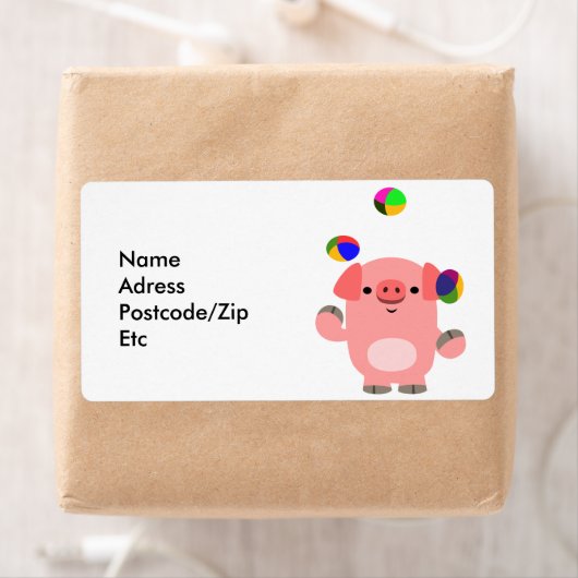 Cute Juggable Cartoon Pig Shipping Label (Insitu)