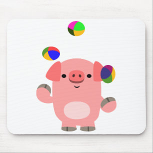 Cute Juggling Cartoon Pig Mousepad Muismat