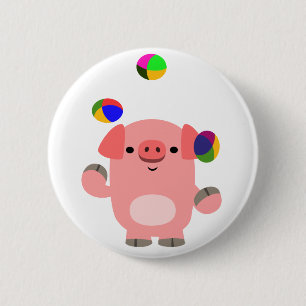 Cute Juggling Cartoon Pig Ronde Button 5,7 Cm