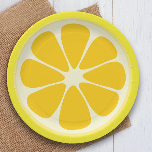 Cute Juicy Citrus Lemon Tropical Fruit Slice Papieren Bordje