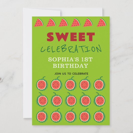Cute & Juicy Watermelon Thème Invitation (Devant)