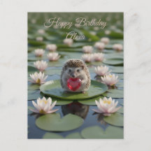 Cute July Hedgehog with Ruby Heart