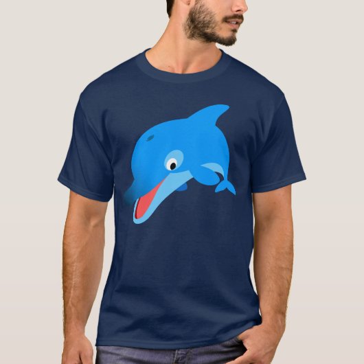 Cute Jumping Cartoon Dolphin T-Shirt (Voorkant)