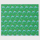 Cute Jumping Dolphin in Santa Hat Cadeaupapier (Vlak)