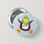 Cute Jumping Paarse Penguin Button/Pin Badge Ronde Button 5,7 Cm (Voorkant /achterkant)