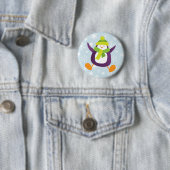 Cute Jumping Paarse Penguin Button/Pin Badge Ronde Button 5,7 Cm (In situ)