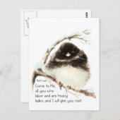 Cute Junco Bird, Scripture, Matt 11:28, Rest Briefkaart (Voorkant / Achterkant)