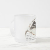 Cute Junco Bird, Scripture, Matt 11:28, Rest Matglas Koffiemok (Voorkant links)