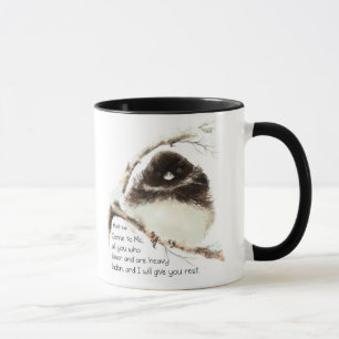 Cute Junco Bird, Scripture, Matt 11:28, Rest Mok
