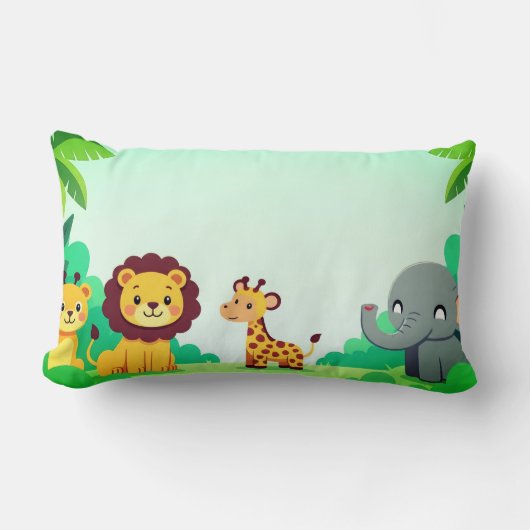 Cute Jungle Animal Friends Enfants Coussin (Recto)