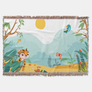 🦁 Cute Jungle Animal Kids Blanket  Deken