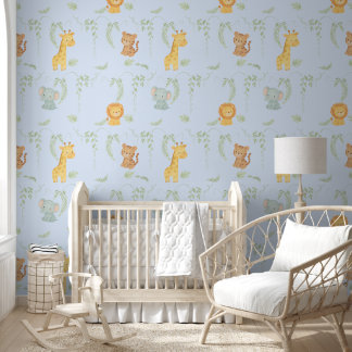 Cute Jungle Animals Safari Baby Room & Playground Behang