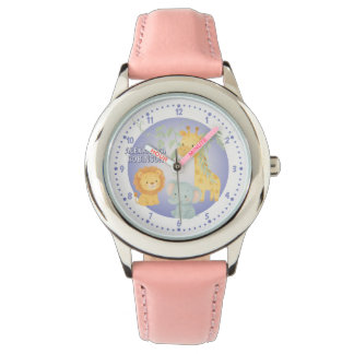 Cute Jungle Animals Safari Kids Personalized Horloge