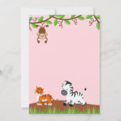 Cute Jungle Animaux Fille Anniversaire Invitation (Dos)