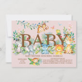 Cute Jungle Animaux Filles Baby shower Invitation (Devant)
