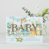 Cute Jungle Animaux garçons Baby shower Invitation (Debout devant)