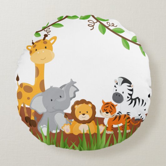 Cute Jungle Baby Animaux Coussin rond (Devant)
