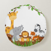 Cute Jungle Baby Animaux Coussin rond (Dos)