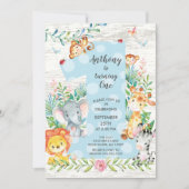 Cute Jungle Big One Boys Invitation Anniversaire (Devant)