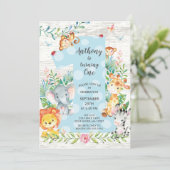 Cute Jungle Big One Boys Invitation Anniversaire (Debout devant)