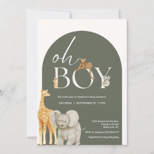 Cute Jungle Dieren Baby Shower Uitnodiging