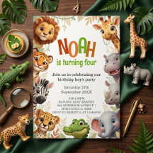 Cute Jungle Dieren Verjaardag