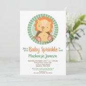 Cute Jungle Lion Baby Sprinkle Invitation Neutral (Debout devant)