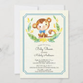 Cute Jungle Monkey Boys Baby shower Invitation (Devant)