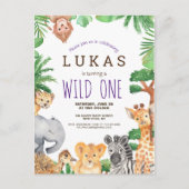 Cute Jungle Safari 1er Invitation anniversaire (Devant)