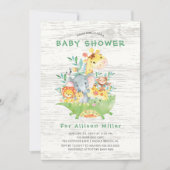 Cute Jungle Safari Animaux Bébé Douche Invitations (Devant)