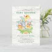 Cute Jungle Safari Animaux Bébé Douche Invitations (Debout devant)