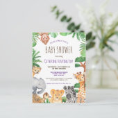 Cute Jungle Safari Baby shower animal Invitation (Debout devant)