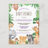Cute Jungle Safari Baby shower animal Invitation (Devant)