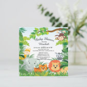 Cute Jungle Safari Baby Shower Invitations (Debout devant)