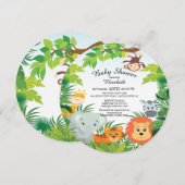 Cute Jungle Safari Baby Shower Invitations (Devant / Derrière)