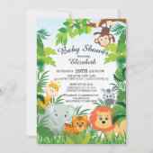 Cute Jungle Safari Baby Shower Invitations (Devant)