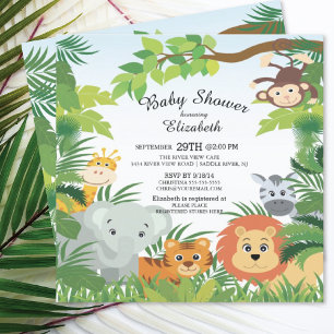 Cute Jungle Safari Baby Shower Invitations