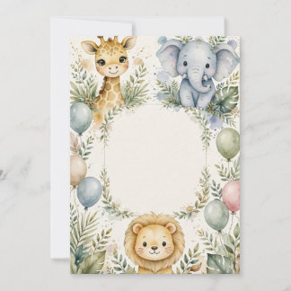 Cute Jungle Safari Verjaardagsuitnodiging Kaart