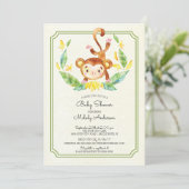 Cute Jungle Singe Neutre Baby shower Invitation (Debout devant)